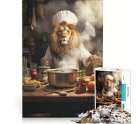 Rompecabezas para Adultos de 1000 Piezas León cocinando decoración de Pared de Juguete desafiante para completar Toda la Familia 38x26cm