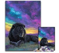 Rompecabezas para Adultos de 1000 Piezas León en la Pradera, Rompecabezas de Madera, cumpleaños, festividades, Ideal para Navidad, 50x75cm