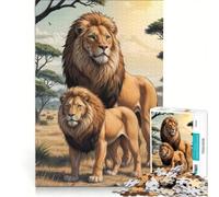 Rompecabezas para Adultos de 1000 Piezas León Macho Grande con su Hijo, Juguetes para armar, interacción Entre Padres e Hijos, cumpleaños y Navidad 50x75cm