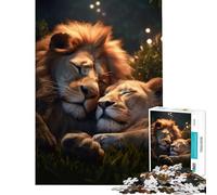 Rompecabezas para Adultos de 1000 Piezas León y Leona Enamorados Juego Educativo desafío Juguete Juego Relajante Una Obra de Arte Regalos para Hombres y Mujeres (tamaño 38x26cm)