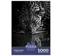 Rompecabezas para Adultos De 1000 Piezas Leopard Drinking Water Black and White Rompecabezas Juegos Relajantes Decoración De Pared Oferta como Regalos para Toda La Familia 38x26cm/1000pcs