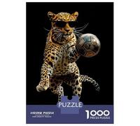 Rompecabezas para Adultos De 1000 Piezas Leopard with Soccer Ball Rompecabezas para Adultos Juegos Relajantes Difícil Gran Regalo para Jugar 52x38cm/1000pcs
