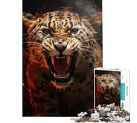 Rompecabezas para Adultos de 1000 Piezas Leopardo Enojado Divertidos Juegos Juguetes adictivos para Cultivar la Paciencia Gran Regalo para los Amantes de los Juegos Patrón de Montaje (tamaño 38x26cm)