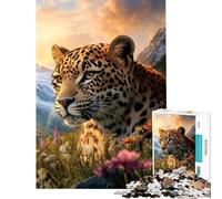 Rompecabezas para Adultos de 1000 Piezas Leopardo Entre Flores Silvestres Rompecabezas para Adultos Carrera de Velocidad Manual Cada Pieza es única Juguetes educativos de Aprendizaje 38x52cm
