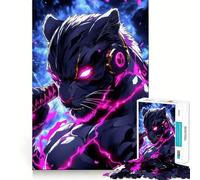 Rompecabezas para Adultos de 1000 Piezas Leopardo Negro Guerrero,Arte de Corte Fino,desafío Inteligente y Divertido,Juego para Momentos de Tranquilidad,Regalo de cumpleaños para Aficionados 50x75cm