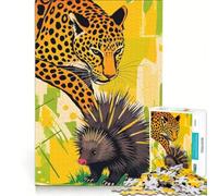 Rompecabezas para Adultos de 1000 Piezas Leopardo y puercoespín decoración de Pared un Reto para completar Toda la Familia 38x26cm