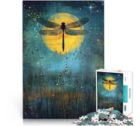 Rompecabezas para Adultos de 1000 Piezas Libélula iluminada por la Luna Juego Intelectual de Juguete Regalos de cumpleaños 52x38cm