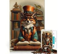 Rompecabezas para Adultos de 1000 Piezas,Libro Inteligente,Zorro Steampunk,Ajuste, Arte,Juego de concentración,Juego para el Tiempo de Descanso,Regalo de cumpleaños 38x52cm