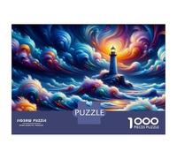 Rompecabezas para Adultos De 1000 Piezas Lighthouse Ocean Waves Art Rompecabezas para Adolescentes Juego De Ingenio Decoración del Hogar Actividades Divertidas En Casa, 70x50cm/1000pcs