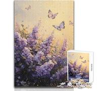 Rompecabezas para Adultos de 1000 Piezas: Lilas susurrantes Baile de Mariposas al anochecer Divertido y Divertido Juego de ingenio (tamaño 50x75cm)