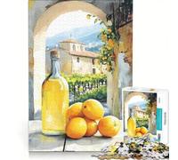 Rompecabezas para Adultos de 1000 Piezas Limones y Vino en un Pueblo Italiano Juegos Familiares Actividades Divertidas para Hacer en casa Regalo de cumpleaños obsequios 50x75cm