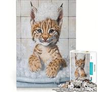Rompecabezas para Adultos de 1000 Piezas Lince a la Hora del baño Juguete Educativo difícil y desafiante Que Mejora el Amor Entre Parejas 38x52cm