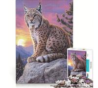 Rompecabezas para Adultos de 1000 Piezas Lince al Atardecer Juguete Educativo difícil y desafiante Que Mejora el Amor Entre Parejas 38x26cm