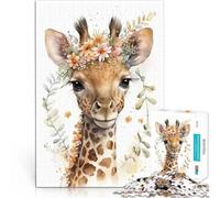 Rompecabezas para Adultos de 1000 Piezas Linda Jirafa bebé Juguete de desafío de Juego Educativo Juguetes de decoración del hogar 38x26cm