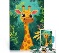 Rompecabezas para Adultos de 1000 Piezas Linda Jirafa en la Jungla Juego de Preguntas con Piezas de Formas aleatorias Que se entrelazan Completamente 70x100cm