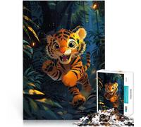 Rompecabezas para Adultos de 1000 Piezas Lindo bebé Tigre en la Jungla Diversión Familiar Cada Pieza es única: un desafiante y Divertido Juego Familiar 52x38cm