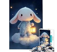 Rompecabezas para Adultos de 1000 Piezas Lindo Conejito en una Nube con Linterna Juego Familiar desafiante Juguetes Gran Regalo para los Amantes de los Juegos de Nivel difícil (Tamaño 38x52cm)