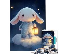 Rompecabezas para Adultos de 1000 Piezas Lindo Conejito en una Nube con Linterna Juego Familiar desafiante Juguetes Gran Regalo para los Amantes de los Juegos de Nivel difícil (Tamaño 38x26cm)