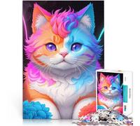 Rompecabezas para Adultos de 1000 Piezas Lindo Gato Estilo Retro Juguete Educativo de Aprendizaje Decoración del hogar 75x50cm