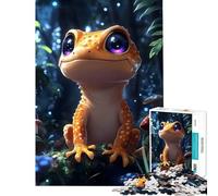 Rompecabezas para Adultos de 1000 Piezas Lindo Lagarto Naranja en un Bosque Encantado Juego de ingenio Que desafía la Inteligencia Juguete adictivo Un Gran Regalo Una Obra de Arte (Tamaño 38x52cm)