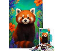 Rompecabezas para Adultos de 1000 Piezas Lindo Panda Rojo Entre Flores Juego práctico y Divertido Juguetes para Cultivar la Paciencia Regalos de Amigo Invisible Ideal para Pasar el Tiempo en casa