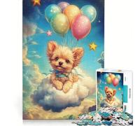 Rompecabezas para Adultos de 1000 Piezas: Lindo Perro en una Nube con Globos, Juegos educativos, Actividades Familiares, Regalo de cumpleaños, Regalos de Viaje 38x26cm