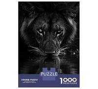 Rompecabezas para Adultos De 1000 Piezas Lion Drinking Water Black and White Rompecabezas para Adultos Juego Familiar para Aliviar El Estrés Cumpleaños Y Navidad 38x26cm/1000pcs