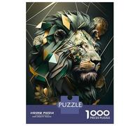 Rompecabezas para Adultos De 1000 Piezas Lion Geometric Abstract Rompecabezas para Adolescentes Juegos Relajantes Pero Divertidos Y Humorísticos Desafiantes De Completar 70x50cm/1000pcs
