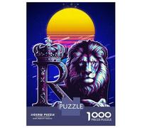Rompecabezas para Adultos De 1000 Piezas Lion King Retro Art Rompecabezas para Adultos Juguetes Antiestrés Decoración del Hogar Juego Desafiante Regalos 38x26cm/1000pcs