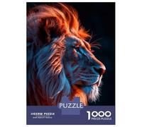 Rompecabezas para Adultos De 1000 Piezas Lion Portrait with Orange and Blue Lighting Rompecabezas para Adultos Juego Familiar Pero Divertido Y Humorístico Cumpleaños 38x26cm/1000p