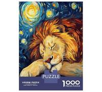 Rompecabezas para Adultos De 1000 Piezas Lion Sleeping Under Starry Night Rompecabezas para Adultos Juego De Ingenio Desafío Difícil Gran Regalo para Los Amantes De Los Juegos 38x26cm/1000pcs