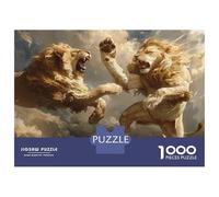 Rompecabezas para Adultos De 1000 Piezas Lion Vs. Lion Epic Battle! Rompecabezas para Adultos Juguetes Antiestrés Decoración Actividades Divertidas En Casa 52x38cm/1000pcs