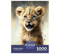 Rompecabezas para Adultos De 1000 Piezas Lion Watercolor Drawing Rompecabezas para Adultos Juegos Divertidos para La Diversión Familiar Juego Desafiante Regalos 52x38cm/1000pcs