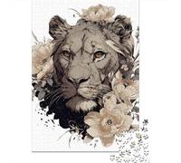 Rompecabezas para Adultos De 1000 Piezas Lioness with Flowers Art Print-1 Rompecabezas para Adultos Juegos Familiares Pero Divertidos Y Humorísticos Cumpleaños 38x26cm/1000pcs