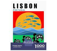 Rompecabezas Para Adultos De 1000 Piezas Lisbon Portugal Mid Century Modern Travel Poster Rompecabezas Para Adultos Juegos Relajantes Pero Divertidos Y Humorísticos Para Cumpleaños, Navidad 52x38cm/10