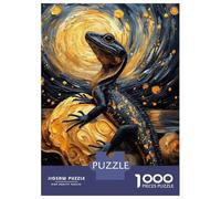 Rompecabezas para Adultos De 1000 Piezas Lizard on Golden Rock, Starry Night Rompecabezas para Adultos Juego Práctico Análisis Y Lógica Gran Regalo para Los Amantes De Los Juegos 70x50cm/1000pcs