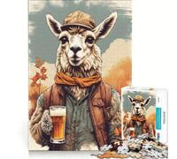 Rompecabezas para Adultos de 1000 Piezas Llama Bebiendo Cerveza Juego Educativo decoración del hogar para Fortalecer el Amor Entre Parejas 38x52cm