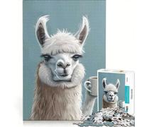 Rompecabezas para Adultos de 1000 Piezas Llama despertando con su café Juego Educativo decoración del hogar para Fortalecer el Amor Entre Parejas 50x75cm