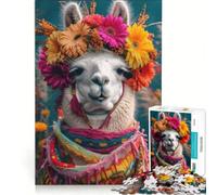Rompecabezas para Adultos de 1000 Piezas Llama Vestida para Salir de Fiesta Juegos Familiares análisis y lógica Mejora el Amor Entre Parejas 38x26cm