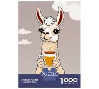 Rompecabezas para Adultos De 1000 Piezas Llama with Coffee Rompecabezas para Adultos Juego De Ingenio Regalo De Cumpleaños Desafío Educativo 52x38cm/1000pcs