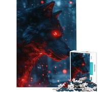 Rompecabezas para Adultos de 1000 Piezas Lobo ardiente en un Bosque Oscuro Un Reto para completar Juguete Divertido para Toda la Familia Decoración de Pared para Mayores de 14 años Juego