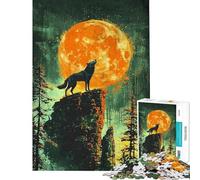 Rompecabezas para Adultos de 1000 Piezas Lobo Aullando a la Luna desafío para la Inteligencia Cerebral Juguetes adictivos Juegos Familiares decoración del hogar Gran Regalo (tamaño 50x75cm)