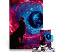 Rompecabezas para Adultos de 1000 Piezas Lobo Aullando al vórtice cósmico Alivio del estrés Regalos para Amigos y Familiares 75x50cm