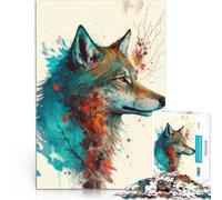 Rompecabezas para Adultos de 1000 Piezas Lobo Colorido Juego Familiar para aliviar el estrés: desafío difícil Ideas de Regalos 75x50cm