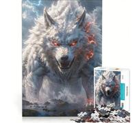 Rompecabezas para Adultos de 1000 Piezas Lobo de la Tormenta Mítica Juguetes para armar para la diversión Familiar con Piezas de Formas aleatorias Que encajan Perfectamente 50x75cm