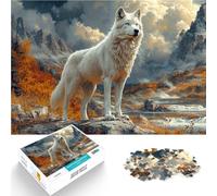 Rompecabezas para Adultos de 1000 Piezas Lobo de montaña Hecho de Madera para Mayores de 14 años Obra de Arte Regalos difíciles y difíciles para Mujeres y Hombres tamaño:50x75cm