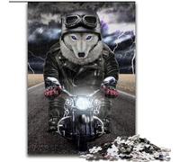 Rompecabezas para Adultos de 1000 Piezas: Lobo en Motocicleta Divertida Actividad para el hogar, Ideal para días de Lluvia, Regalo de cumpleaños tamaño 50x75cm