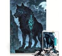 Rompecabezas para Adultos de 1000 Piezas Lobo Guardián Místico con Marcas Luminosas Juegos relajantes interacción Entre Padres e Hijos Regalo de cumpleaños Regalos de Viaje 50x75cm