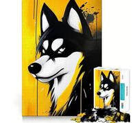 Rompecabezas para Adultos de 1000 Piezas,Lobo Negro y Amarillo,Piezas de Corte Limpio,Juguete de lógica Divertido,Juego de Tiempo Libre,decoración navideña,Regalo (50x75cm)