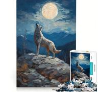 Rompecabezas para Adultos de 1000 Piezas Lobo Solitario Aullando Juego Educativo decoración para el hogar Ideal para Fortalecer el Amor en Pareja 38x52cm